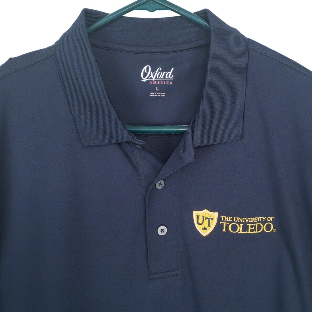University of Toledo UT Rockets Golf Polo Shirt Navy Blue Large Oxford America
